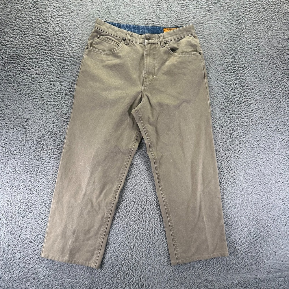 Orvis KHP Jeans Men's 32x26 Beige Cotton Denim Straight Leg Utility Workwear